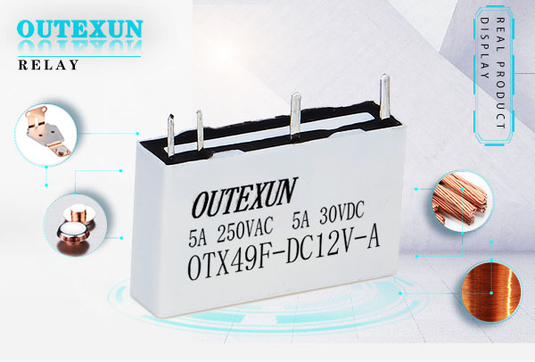 OTX49F继电器--4脚四脚3V5V9V12V24V48V5A常开20.0×5.0×12.5,OUTEXUN,YYH,OTX电磁功率继电器,超薄超小继电器