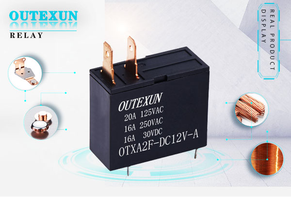 OTXA2F继电器--4脚四脚3V5V9V12V24V48V20A5000W常开,OUTEXUN,YYH,OTX电磁功率继电器,线圈与触点间介质耐压为5kV线圈与触点间抗浪涌电压10kV