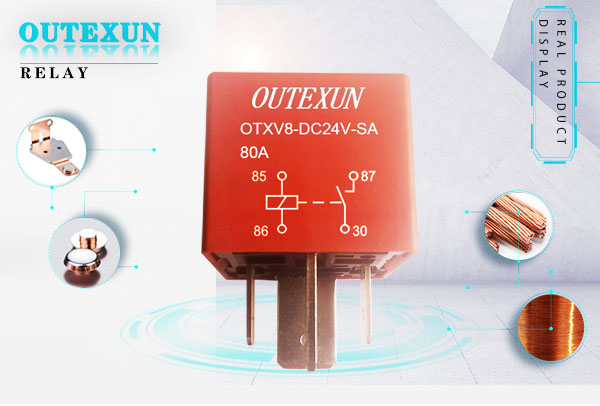 OTXV8继电器--4脚平脚四脚5脚3V5V9V12V24V48V80A70A常开常闭转换26*26*24,OUTEXUN,YYH,OTX电磁功率继电器,